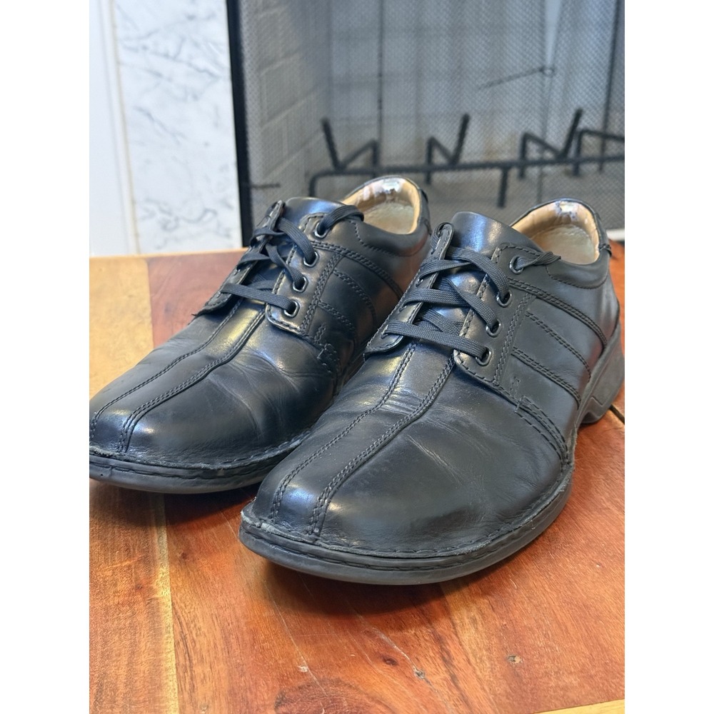 Clarks Collection Mens 10.5 W Dress Shoes Black Leather Lace Up Comfort Oxford